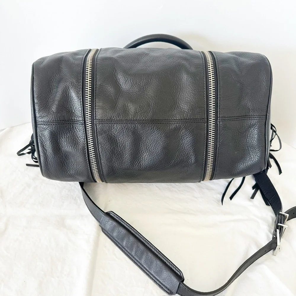 Zadig & Voltaire Black Leather Satchel with Silver Hardware